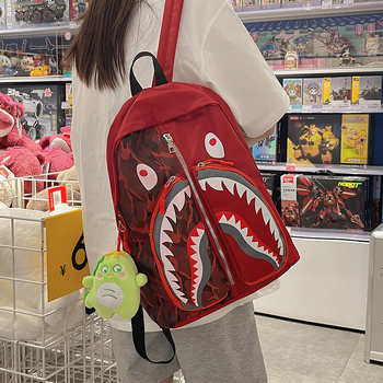 Ženski ruksak u street styleu s grafikom ajk graffita, velik kapacitet za učenike i studente (Nylon; vodootporan; zatvarač; džep za laptop; unutarnji džepovi za telefon, ID i kameru)