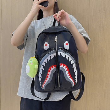 Ženski ruksak u street styleu s grafikom ajk graffita, velik kapacitet za učenike i studente (Nylon; vodootporan; zatvarač; džep za laptop; unutarnji džepovi za telefon, ID i kameru)