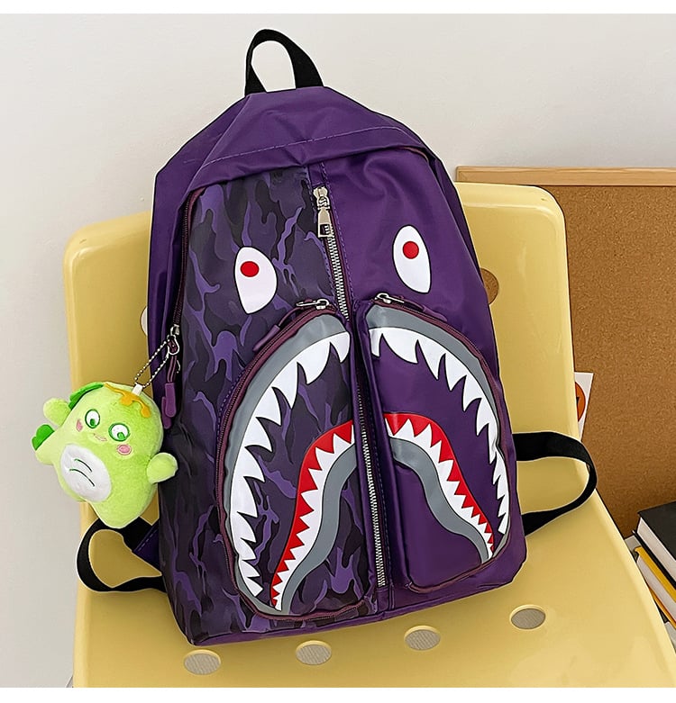 Ženski ruksak u street styleu s grafikom ajk graffita, velik kapacitet za učenike i studente (Nylon; vodootporan; zatvarač; džep za laptop; unutarnji džepovi za telefon, ID i kameru)