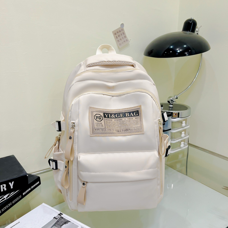 Nylon ruksak, unisex, zakrivljeni kaiš za ramena, mladenački kampus stil, podstava od poliesteru