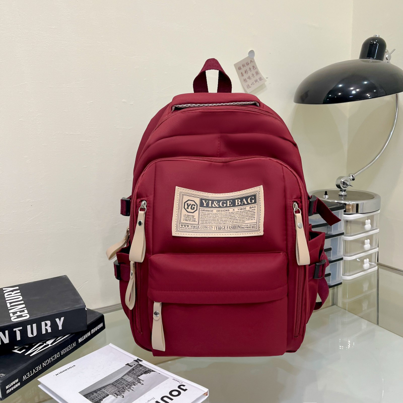 Nylon ruksak, unisex, zakrivljeni kaiš za ramena, mladenački kampus stil, podstava od poliesteru