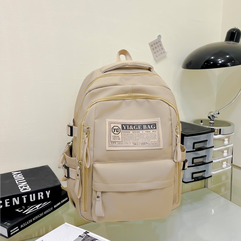Nylon ruksak, unisex, zakrivljeni kaiš za ramena, mladenački kampus stil, podstava od poliesteru