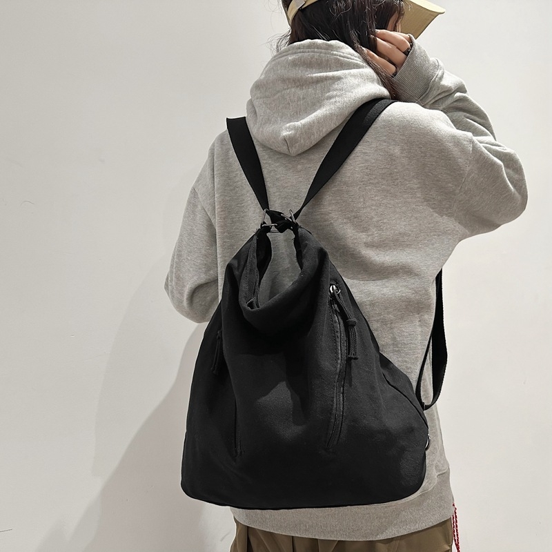 Dvostruko namjenska torba za rame, velika kapaciteta - platno, poliester podstava, zatvarač, skriveni džep sa zatvaračem, ljeto 2025