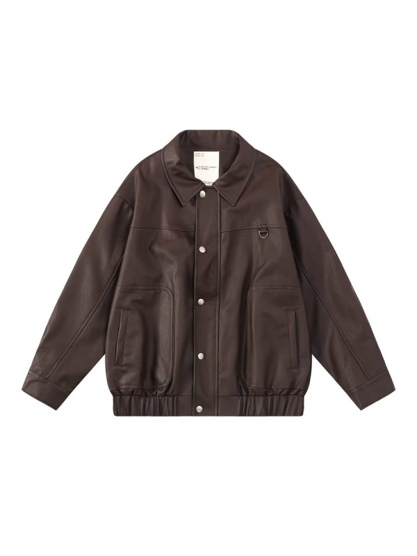 PU kožna jakna, slobodan kroj, ovratnik, jednostruko zatvaranje, za muškarce, proljeće i jesen