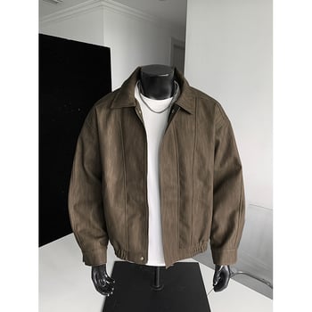 PU kožna jakna s tie-dye uzorkom, rever ovratnik, zatvarač na zip, slobodan kroj