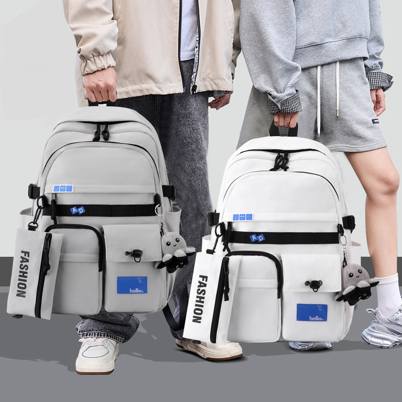 Natural Fish unisex ranac za učenike srednjih škola, lagan materijal Oxford, velik kapacitet, naramenice s zračnim jastučićem, otporan na habanje, uzorak s brojevima, opušten stil putovanja
