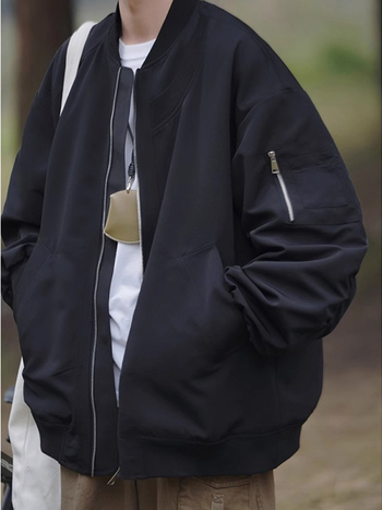 Korejskog stila labavog kroja bomber jakna od poliestera, s reverom i zatvaračem, bez kapulje, za tinejdžere