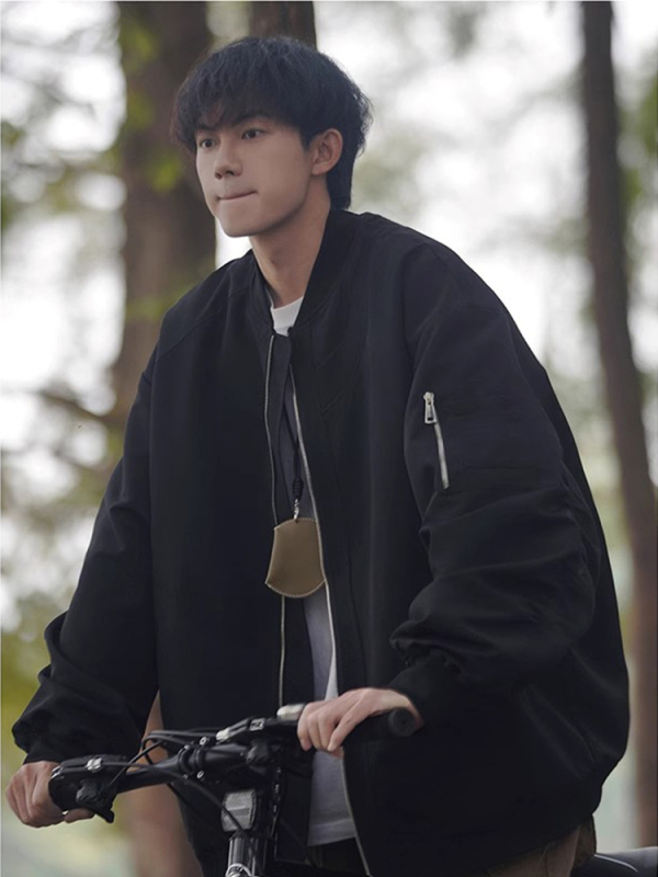 Korejskog stila labavog kroja bomber jakna od poliestera, s reverom i zatvaračem, bez kapulje, za tinejdžere