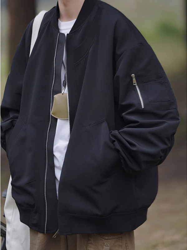 Korejskog stila labavog kroja bomber jakna od poliestera, s reverom i zatvaračem, bez kapulje, za tinejdžere