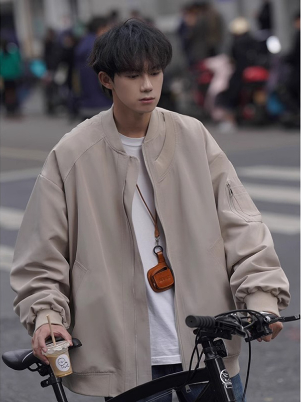 Korejskog stila labavog kroja bomber jakna od poliestera, s reverom i zatvaračem, bez kapulje, za tinejdžere