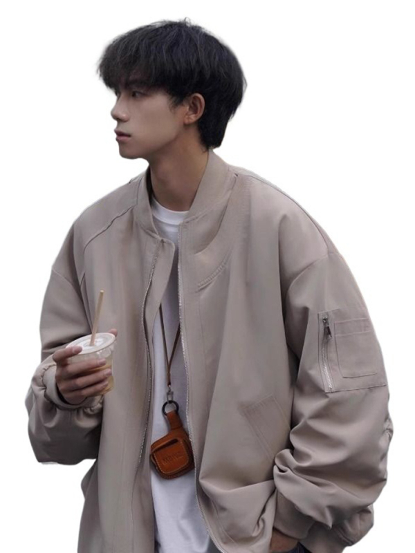 Korejskog stila labavog kroja bomber jakna od poliestera, s reverom i zatvaračem, bez kapulje, za tinejdžere