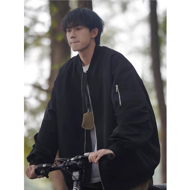 Korejskog stila labavog kroja bomber jakna od poliestera, s reverom i zatvaračem, bez kapulje, za tinejdžere