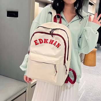 Platneni školski ruksak s natpisom slova, velika zapremina 20–35 L, zakrivljene naramenice, podstava od poliestera, za školu