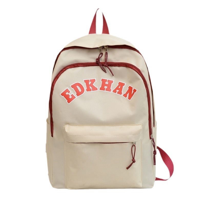 Platneni školski ruksak s natpisom slova, velika zapremina 20–35 L, zakrivljene naramenice, podstava od poliestera, za školu
