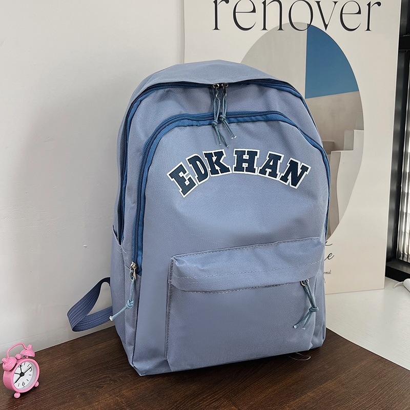 Platneni školski ruksak s natpisom slova, velika zapremina 20–35 L, zakrivljene naramenice, podstava od poliestera, za školu