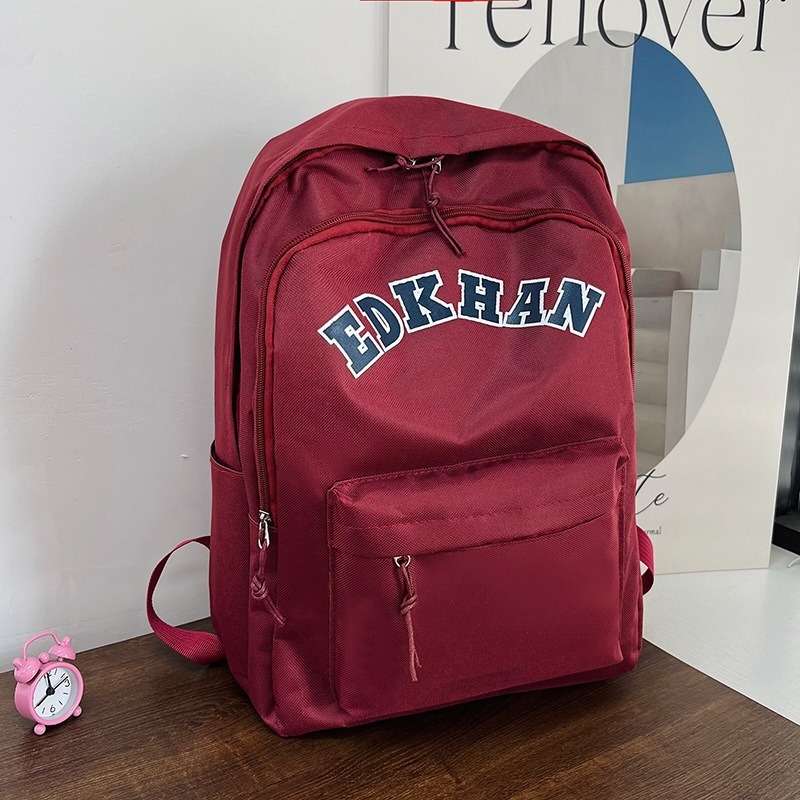 Platneni školski ruksak s natpisom slova, velika zapremina 20–35 L, zakrivljene naramenice, podstava od poliestera, za školu