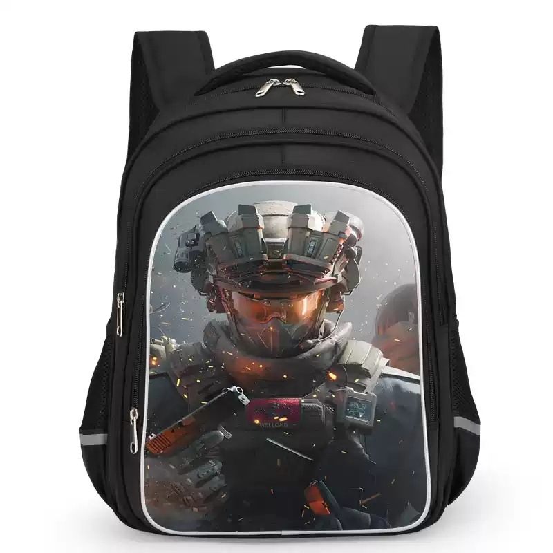 Unisex školska torba Delta Action s motivom zmaja, velika kapaciteta, vanjski poliester, unutarnja podstava od najlona, zakrivljene naramenice, za razrede 5–6