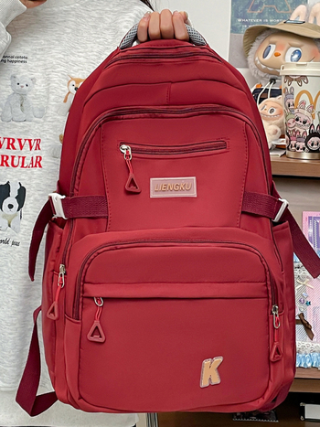 Školska torba s velikim kapacitetom i višestrukim odjeljcima – vanjski najlon, podstava od poliestera, zakrivljene naramenice, unisex, za srednjoškolce, ljeto 2025, Ts-0918