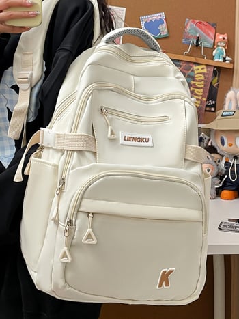 Školska torba s velikim kapacitetom i višestrukim odjeljcima – vanjski najlon, podstava od poliestera, zakrivljene naramenice, unisex, za srednjoškolce, ljeto 2025, Ts-0918