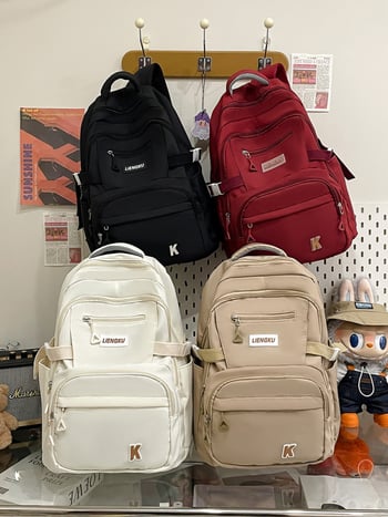 Školska torba s velikim kapacitetom i višestrukim odjeljcima – vanjski najlon, podstava od poliestera, zakrivljene naramenice, unisex, za srednjoškolce, ljeto 2025, Ts-0918