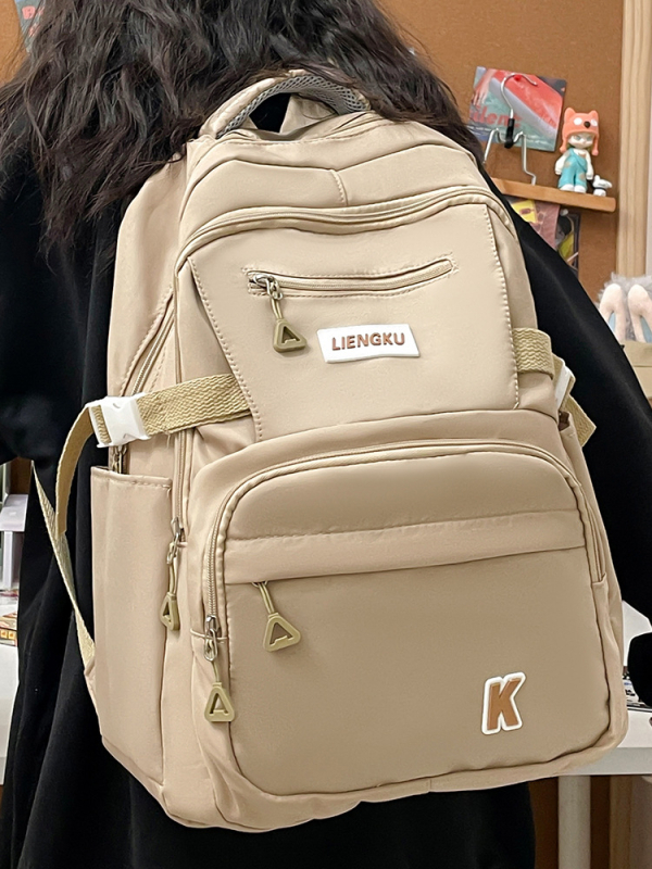 Školska torba s velikim kapacitetom i višestrukim odjeljcima – vanjski najlon, podstava od poliestera, zakrivljene naramenice, unisex, za srednjoškolce, ljeto 2025, Ts-0918