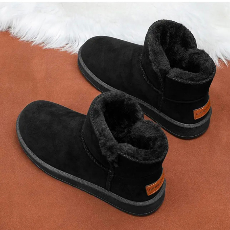 Снежни ботуши, горна част от велур, подплатени с овча вълна, подметка от пенеста гума, casual стил (държи топло)