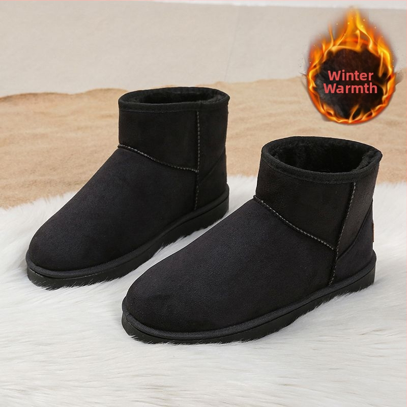 Снежни ботуши, горна част от велур, подплатени с овча вълна, подметка от пенеста гума, casual стил (държи топло)
