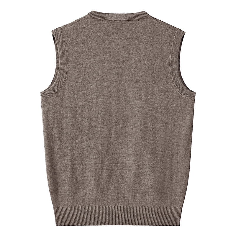 Vesta din lână pentru bărbați, fără mâneci, tricot jacquard, decolteu în V, 30-35% lână, toamnă