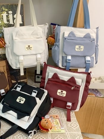 Torba preko ramena u japanskom stilu, izrađena od Oxford tkanine, vodootporna, velikog kapaciteta, za školu