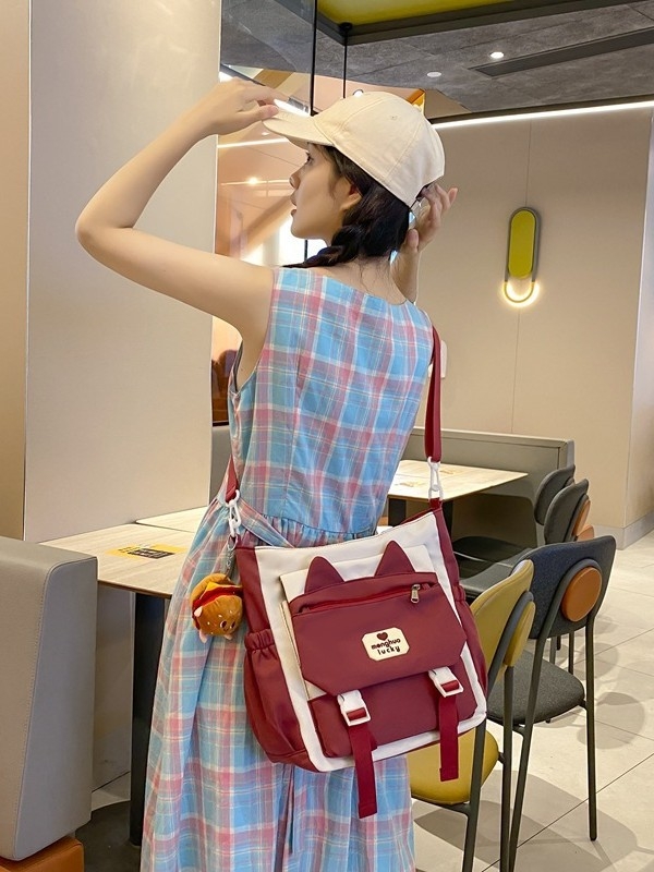 Torba preko ramena u japanskom stilu, izrađena od Oxford tkanine, vodootporna, velikog kapaciteta, za školu