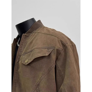Corduroy retro jakna širokog kroja sa zatvaračem, 90% pamuk, zima