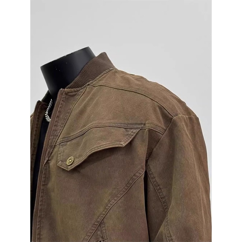 Corduroy retro jakna širokog kroja sa zatvaračem, 90% pamuk, zima