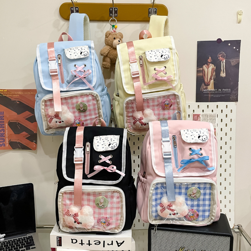 Školska torba u japanskom stilu za djevojke, lagana najlon torba, otporna na habanje, crtić stil, zakrivljene naramenice, za srednjoškolke