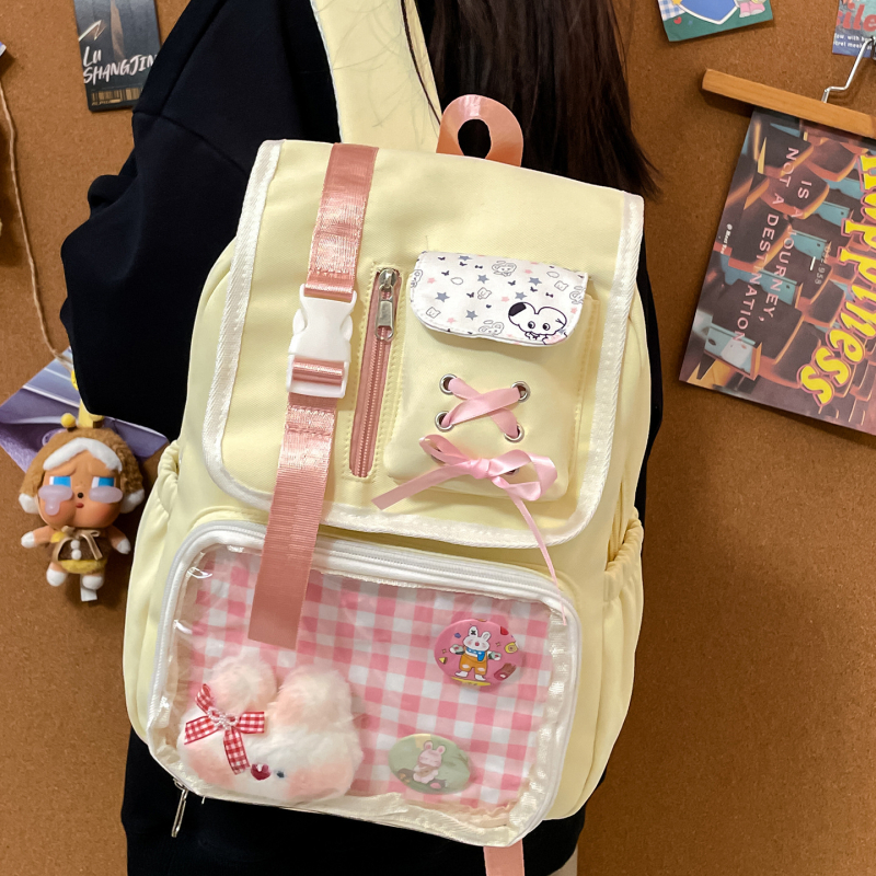 Školska torba u japanskom stilu za djevojke, lagana najlon torba, otporna na habanje, crtić stil, zakrivljene naramenice, za srednjoškolke