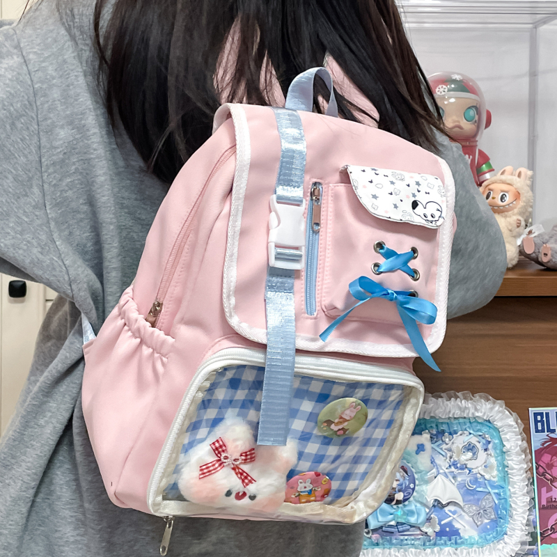 Školska torba u japanskom stilu za djevojke, lagana najlon torba, otporna na habanje, crtić stil, zakrivljene naramenice, za srednjoškolke