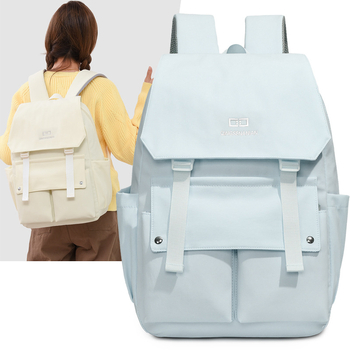 Unisex nylon ruksak za srednju školu, lagan, velikog kapaciteta, zakrivljene naramenice, ergonomska zaštita kralježnice, gradski minimalistički stil