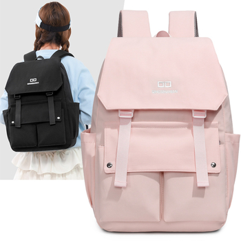 Unisex nylon ruksak za srednju školu, lagan, velikog kapaciteta, zakrivljene naramenice, ergonomska zaštita kralježnice, gradski minimalistički stil