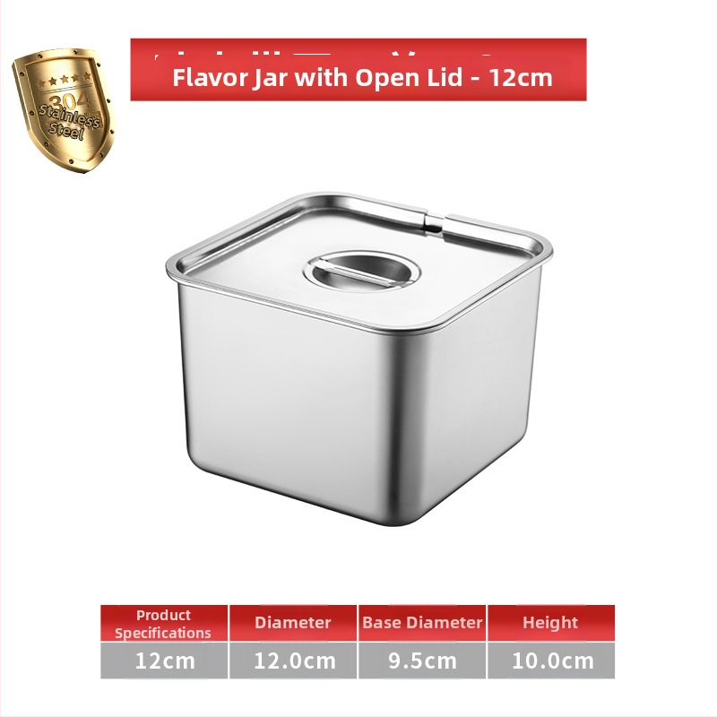 304 неръждаема стомана квадратна кутия за подправки със капак