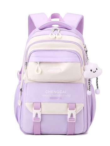 Školska torba s zaštitom kralježnice i velikim kapacitetom, ultralak nylon, naramenice s zračnim jastučićima, prugasti uzorak