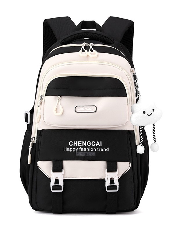 Školska torba s zaštitom kralježnice i velikim kapacitetom, ultralak nylon, naramenice s zračnim jastučićima, prugasti uzorak