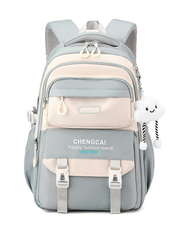 Školska torba s zaštitom kralježnice i velikim kapacitetom, ultralak nylon, naramenice s zračnim jastučićima, prugasti uzorak