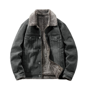 Muška traper jakna s flekso podstavom i poliesterom punjenjem, zatvara se zipom, rever, bočni džepovi, zimski komad