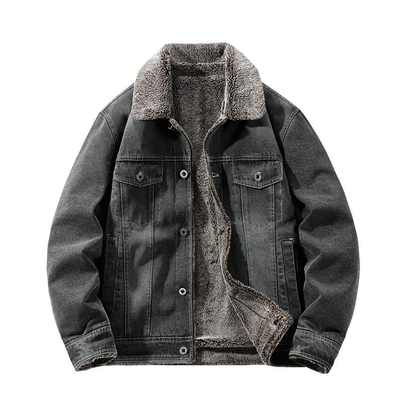 Muška traper jakna s flekso podstavom i poliesterom punjenjem, zatvara se zipom, rever, bočni džepovi, zimski komad