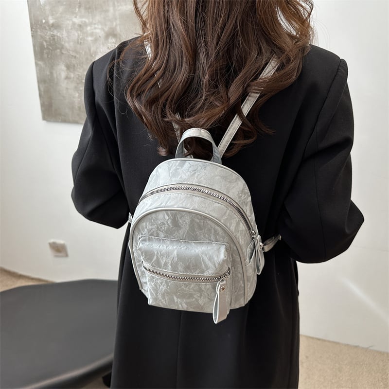 Ženski mini ruksak s urbanističkim minimalističkim stilom, pogodan za putovanja i svakodnevnu upotrebu, podstava poliester, zatvaranje na zip, trodimenzionalni vanjski dizajn, jesen 2024