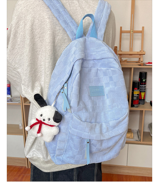 Ruksak s kariranim uzorkom od baršuna, remeni s zračnim jastučićima, prozračan, ulični stil