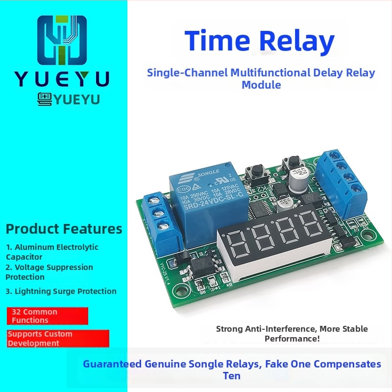Impulzus-aktivált időzítő relé, 5V/12V/24V, késleltető modul, áramkör-vezérlés, ciklus-vezérlés