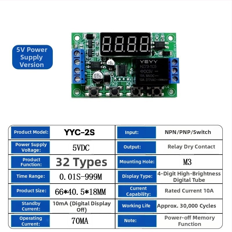 Impulzus-aktivált időzítő relé, 5V/12V/24V, késleltető modul, áramkör-vezérlés, ciklus-vezérlés