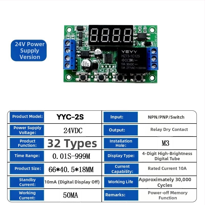 Impulzus-aktivált időzítő relé, 5V/12V/24V, késleltető modul, áramkör-vezérlés, ciklus-vezérlés