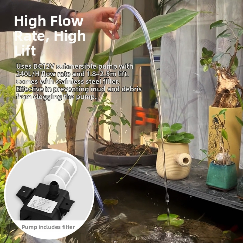 Napelemes DC-s merülő vízszivattyú akváriumhoz – keringés és filtráció