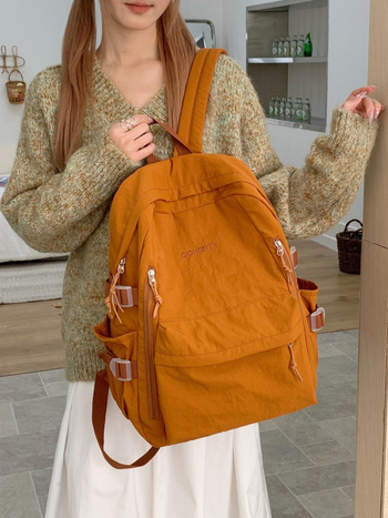 Ruksak s jednostavnim stilom, velika kapaciteta za svakodnevnu vožnju i kampus, kompatibilan s 14-inčnim laptopom, najlon, unisex ( Najlon | 20–35L | 14-inčni laptop | Prozračan | Zakrivljene naramenice )